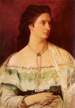 安塞姆 費爾巴哈 Portrait Of A Lady Wearing A Pearl Necklace